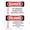 Signmission OSHA, No Smoking Matches Open Lights Bilingual, 14in X 10in Rigid Plastic, 10" W, 14" L, Spanish OS-DS-P-1014-VS-1473 - alternate 1